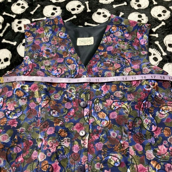 NORTHERN TRADITIONS Vintage floral print tapestry vest ~ LARGE fairycore top - Picture 6 of 10